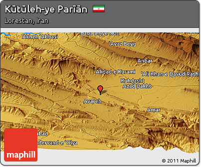Physical Panoramic Map of Kūtūleh-ye Parīān