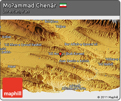 Physical Panoramic Map of Moḩammad Chenār