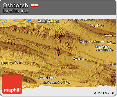 Physical Panoramic Map of Oshtoreh
