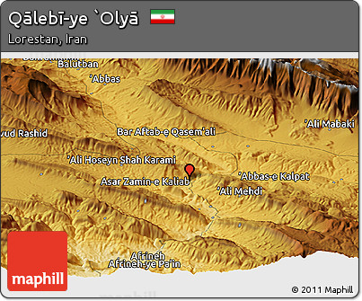 Physical Panoramic Map of Qālebī-ye `Olyā