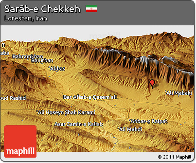 Physical Panoramic Map of Sarāb-e Chekkeh