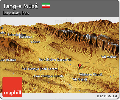 Physical Panoramic Map of Tang-e Mūsá