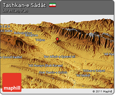 Physical Panoramic Map of Tashkan-e Sādāt