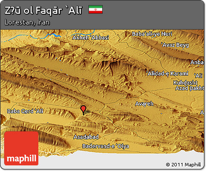 Physical Panoramic Map of Z̄ū Ol Faqār `Alī