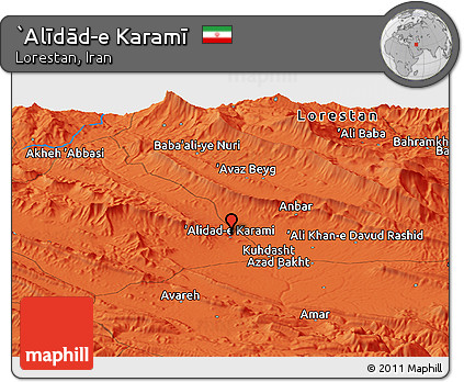 Political Panoramic Map of `Alīdād-e Karamī