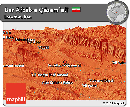 Political Panoramic Map of Bar Āftāb-e Qāsem`alī