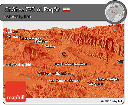 Political Panoramic Map of Chāh-e Z̄ū Ol Faqār