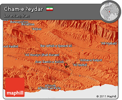 Political Panoramic Map of Cham-e Ḩeydar