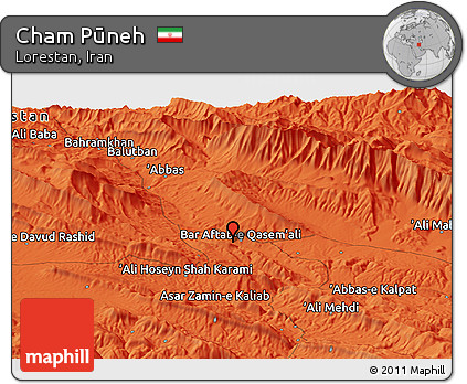 Political Panoramic Map of Cham Pūneh