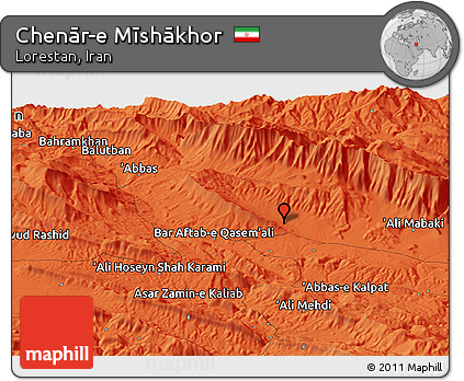 Political Panoramic Map of Chenār-e Mīshākhor