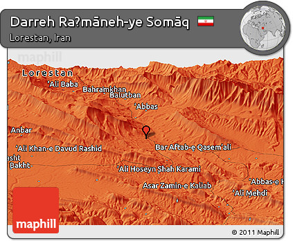 Political Panoramic Map of Darreh Raḩmāneh-ye Somāq