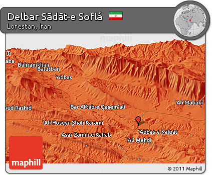 Political Panoramic Map of Delbar Sādāt-e Soflá