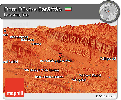 Political Panoramic Map of Dom Dūsh-e Barāftāb