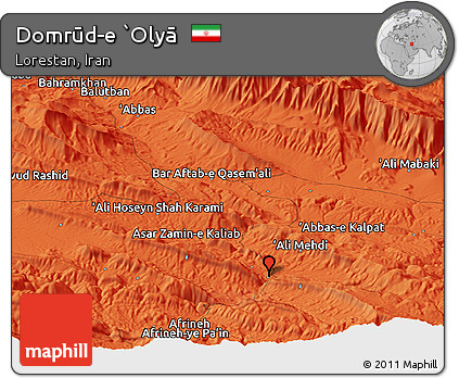 Political Panoramic Map of Domrūd-e `Olyā