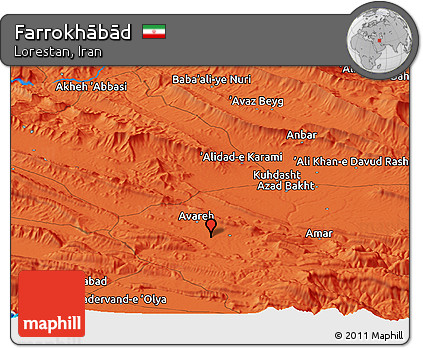 Political Panoramic Map of Farrokhābād