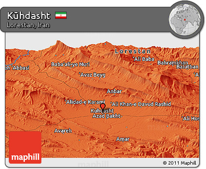 Political Panoramic Map of Kūhdasht