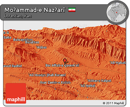 Political Panoramic Map of Moḩammad-e Naz̧arī
