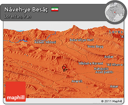 Political Panoramic Map of Nāveh-ye Besāţ