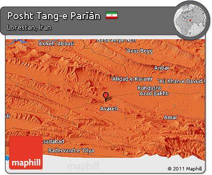 Political Panoramic Map of Posht Tang-e Parīān