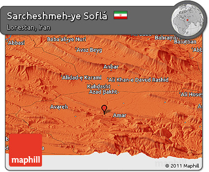 Political Panoramic Map of Sarcheshmeh-ye Soflá