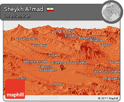 Political Panoramic Map of Sheykh Aḩmad