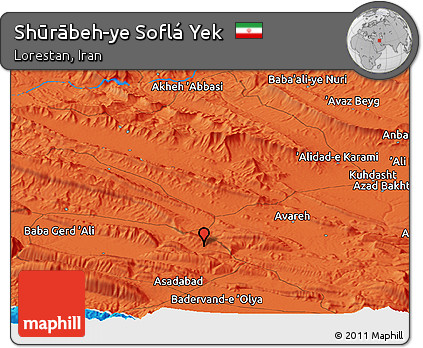 Political Panoramic Map of Shūrābeh-ye Soflá Yek
