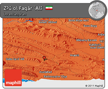 Political Panoramic Map of Z̄ū Ol Faqār `Alī
