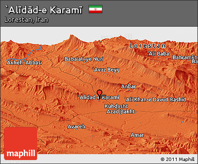 Political Panoramic Map of `Alīdād-e Karamī