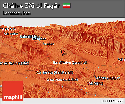 Political Panoramic Map of Chāh-e Z̄ū Ol Faqār