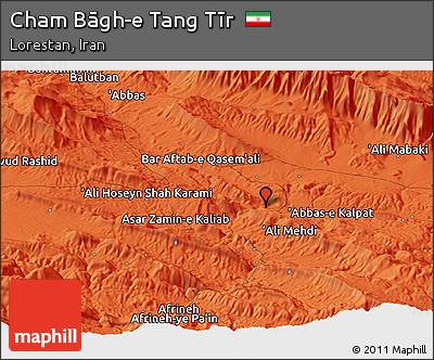 Political Panoramic Map of Cham Bāgh-e Tang Tīr