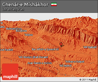Political Panoramic Map of Chenār-e Mīshākhor