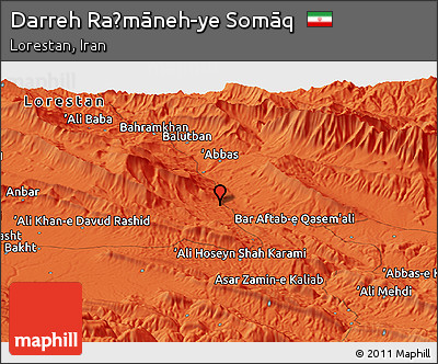 Political Panoramic Map of Darreh Raḩmāneh-ye Somāq