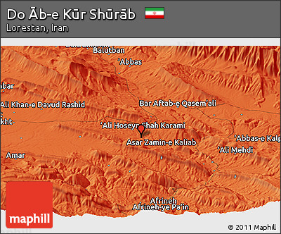 Political Panoramic Map of Do Āb-e Kūr Shūrāb