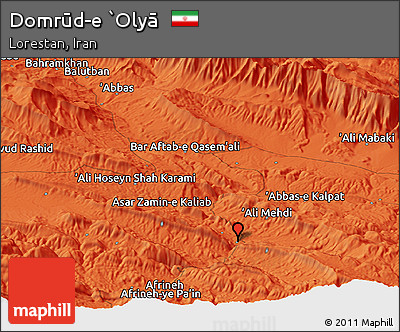 Political Panoramic Map of Domrūd-e `Olyā
