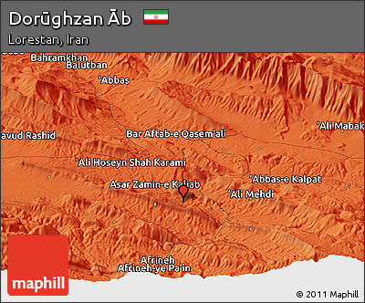 Political Panoramic Map of Dorūghzan Āb