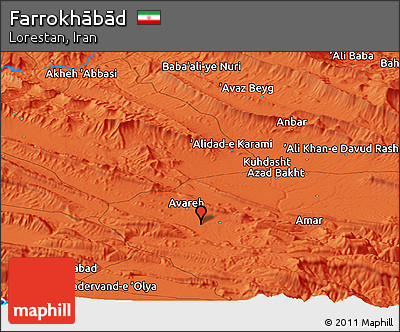 Political Panoramic Map of Farrokhābād