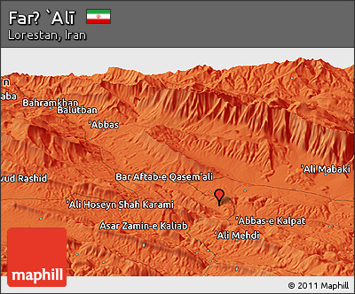 Political Panoramic Map of Farẕ `Alī