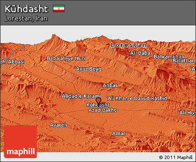 Political Panoramic Map of Kūhdasht