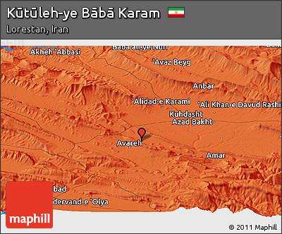 Political Panoramic Map of Kūtūleh-ye Bābā Karam
