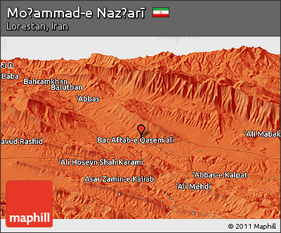 Political Panoramic Map of Moḩammad-e Naz̧arī