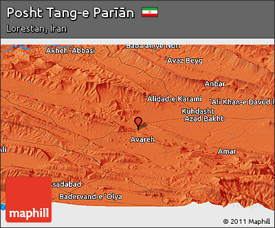 Political Panoramic Map of Posht Tang-e Parīān