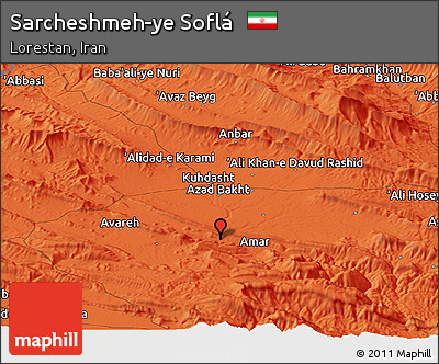 Political Panoramic Map of Sarcheshmeh-ye Soflá
