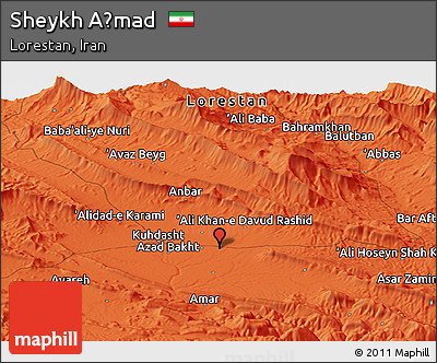 Political Panoramic Map of Sheykh Aḩmad