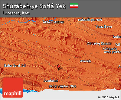 Political Panoramic Map of Shūrābeh-ye Soflá Yek