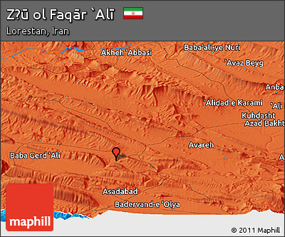 Political Panoramic Map of Z̄ū Ol Faqār `Alī