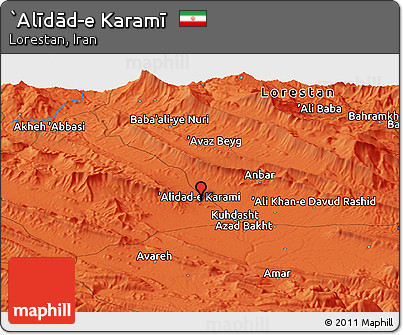 Political Panoramic Map of `Alīdād-e Karamī