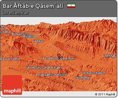 Political Panoramic Map of Bar Āftāb-e Qāsem`alī