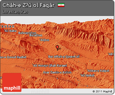 Political Panoramic Map of Chāh-e Z̄ū Ol Faqār