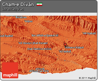Political Panoramic Map of Cham-e Dīvān