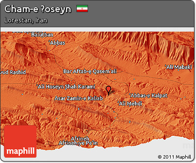 Political Panoramic Map of Cham-e Ḩoseyn